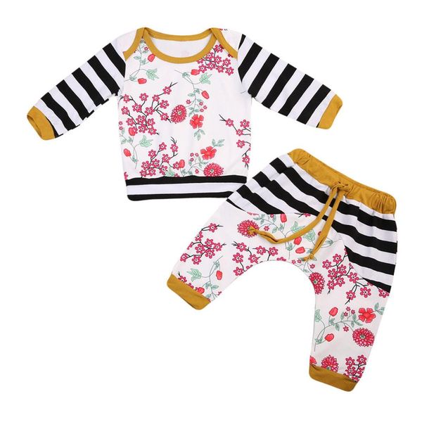 2018 new cute flowers infant baby girls long sleeve t-shirt+pants 2pcs outfits set 0-24m, White
2018 new cute flowers infant baby girls long sleeve t-shirt+pants 2pcs outfits set 0-24m, White