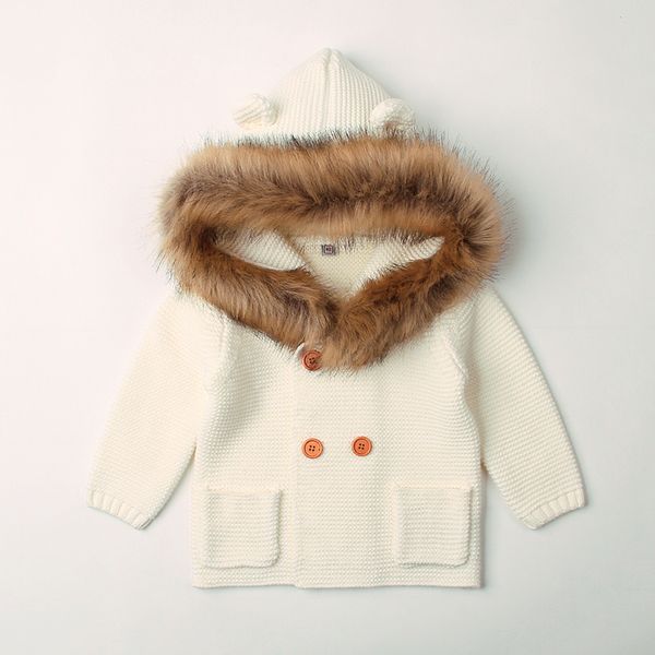 6-24m winter warm newborn baby sweater fur hood detachable infant boys girl knitted cardigan fall outwear children knitwear, Blue
6-24m winter warm newborn baby sweater fur hood detachable infant boys girl knitted cardigan fall outwear children knitwear, Blue