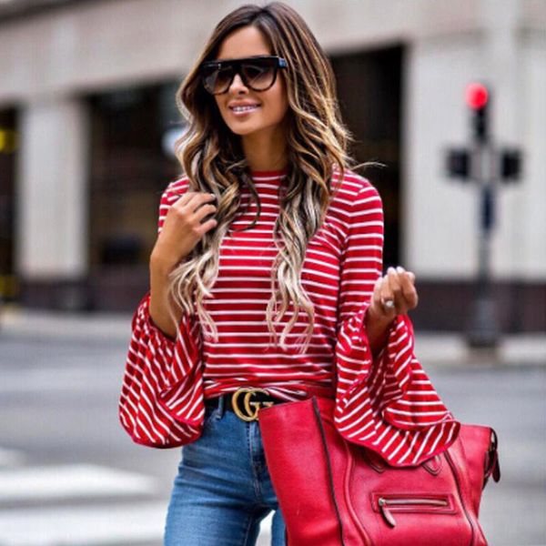 fashion women clothes ladies striped long sleeve round neck blouses casual pullover loose shirts one pieces d116, White
fashion women clothes ladies striped long sleeve round neck blouses casual pullover loose shirts one pieces d116, White