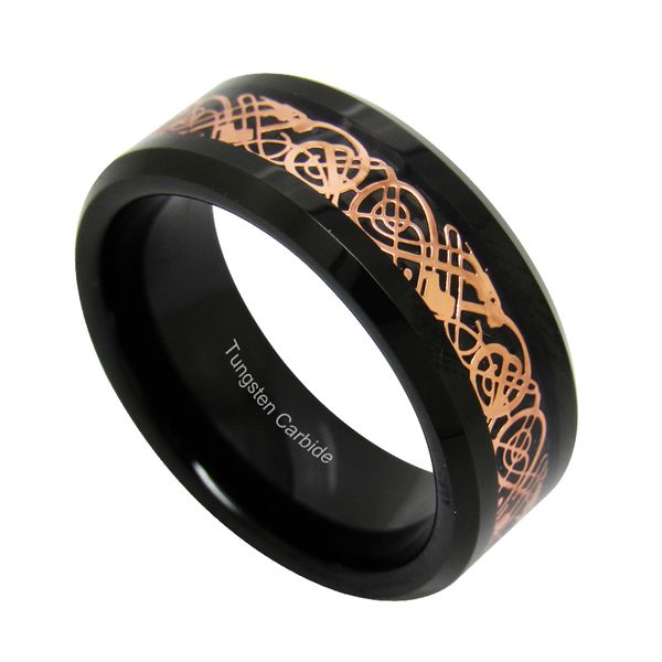 black tungsten carbide rings rose gold color celtic dragon inlay engagement wedding rings for couples fashion jewelry, Slivery;golden
black tungsten carbide rings rose gold color celtic dragon inlay engagement wedding rings for couples fashion jewelry, Slivery;golden
