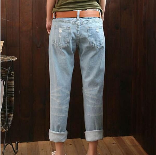 washed casual plus size vintage boyfriend women denim ripped hole capris jeans pantalones vaqueros mujer pants trouser, Blue
washed casual plus size vintage boyfriend women denim ripped hole capris jeans pantalones vaqueros mujer pants trouser, Blue