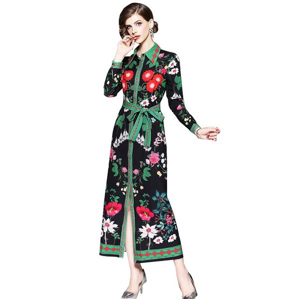 women autumn print long dress 2018 new fashion female full sleeves bow sales retro print dress elegant loose casual vestidos, White;black
women autumn print long dress 2018 new fashion female full sleeves bow sales retro print dress elegant loose casual vestidos, White;black