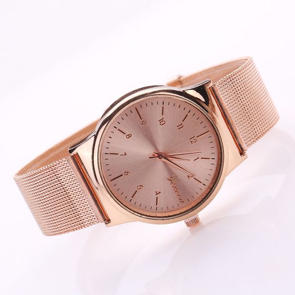 Watch Womens Rose Gold Watches Reloj Clock Simple Bracelet watch Mesh Stainless Steel Relogio