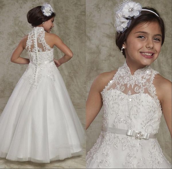 high neck lace flower girls dress bow sash crystals beads floor length a line long girls birthday party gowns pageant dresses, White;red
high neck lace flower girls dress bow sash crystals beads floor length a line long girls birthday party gowns pageant dresses, White;red