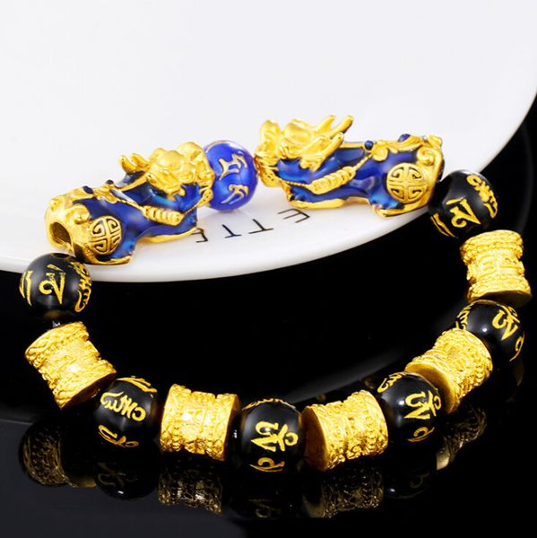 new design vietnam sand gold double discoloration pixiu charm hand made six word 12mm natural onyx beads men bracelet wholesale, Black
new design vietnam sand gold double discoloration pixiu charm hand made six word 12mm natural onyx beads men bracelet wholesale, Black