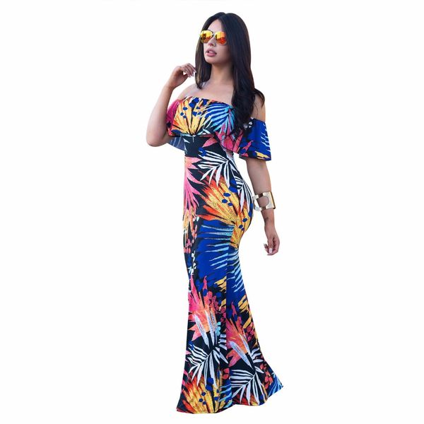 women boho maxi dress 2018 new summer style off shoulder ruffled print long dresses feminine floor length beach long dress, White;black
women boho maxi dress 2018 new summer style off shoulder ruffled print long dresses feminine floor length beach long dress, White;black