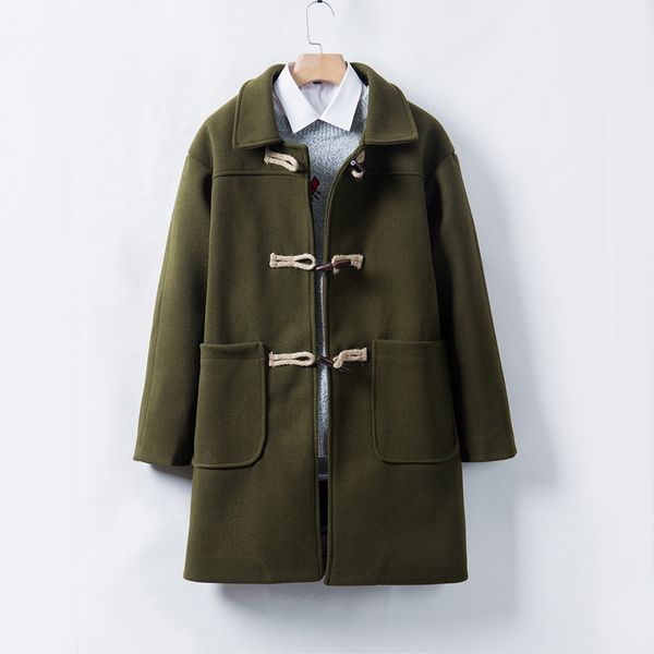 autumn and winter men's korean fashion horn buckle woolen coat men's long windbreaker jacket, Black
autumn and winter men's korean fashion horn buckle woolen coat men's long windbreaker jacket, Black