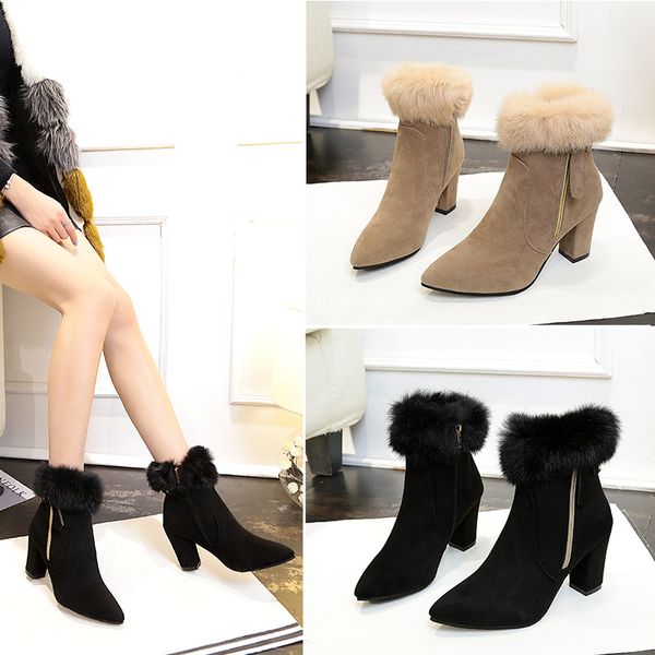wholesale womens autumn winter new european and american fashion short boots chunky heel pointed toes rough with martin side zipper shoes, Black
wholesale womens autumn winter new european and american fashion short boots chunky heel pointed toes rough with martin side zipper shoes, Black