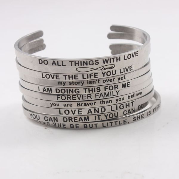 4mm quotes mantra bracelets 316l stainless steel open cuff bar bangle fashion women female inspirational jewelry bracelet, Black
4mm quotes mantra bracelets 316l stainless steel open cuff bar bangle fashion women female inspirational jewelry bracelet, Black
