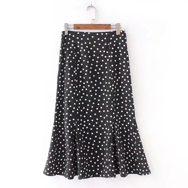 2018 women vintage polka dot trumpet midi skirt ladies fashion fake zippers casual slim ruffles business mid-calf skirts qun080, Black
2018 women vintage polka dot trumpet midi skirt ladies fashion fake zippers casual slim ruffles business mid-calf skirts qun080, Black