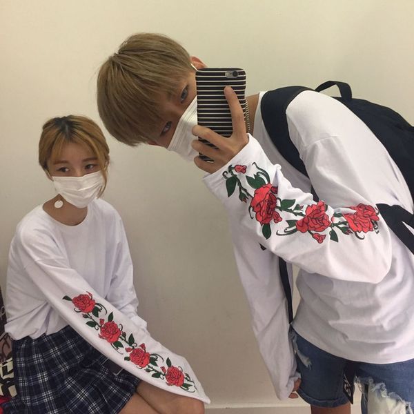women's spring summer harajuku kawaii girl chic personality rose sleeves t-shirt thin section couple loose casual tee female, White
women's spring summer harajuku kawaii girl chic personality rose sleeves t-shirt thin section couple loose casual tee female, White