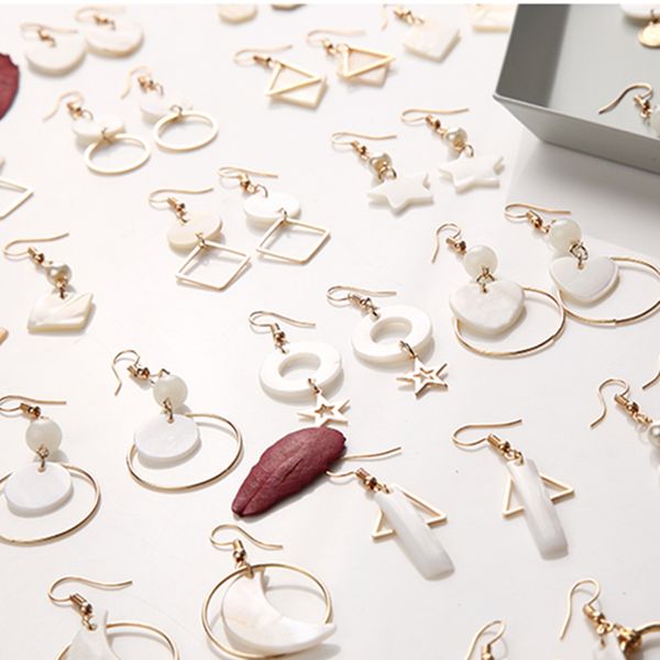 27 types woman dangle earrings 1 pair ear hook shell mussel design wedding girl gift fashion jewelry white simple alloy pendant, Silver
27 types woman dangle earrings 1 pair ear hook shell mussel design wedding girl gift fashion jewelry white simple alloy pendant, Silver