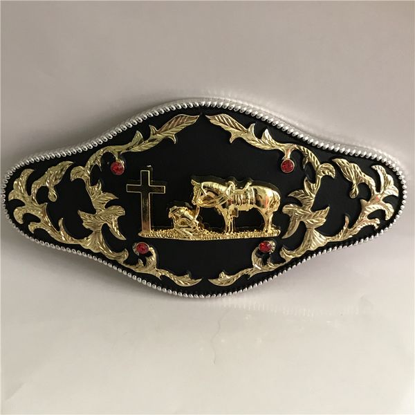 3d lace gold cross western cowboy belt buckle for men hebillas cinturon jeans belt head fit 4cm wide belts, Slivery;black