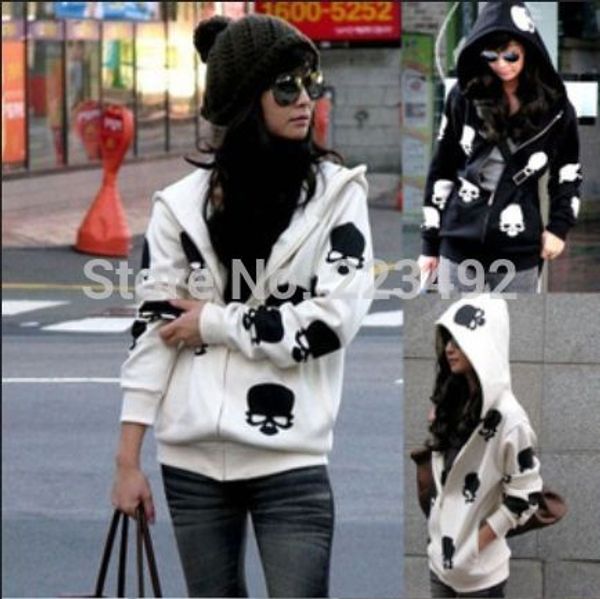 2015 new women's skull print hoodies casual loose hooded skull zipper fleece sweatshirts, Black
2015 new women's skull print hoodies casual loose hooded skull zipper fleece sweatshirts, Black