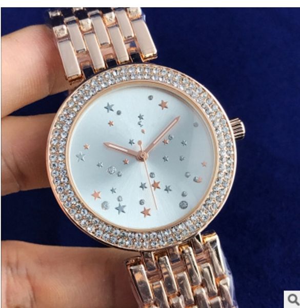 Simple classic design style Luxury Fashion Double star Crystal Diamond Ma'am Watches steel belt Quartz Large dial Ladies quartz watch wholes
Simple classic design style Luxury Fashion Double star Crystal Diamond Ma'am Watches steel belt Quartz Large dial Ladies quartz watch wholes