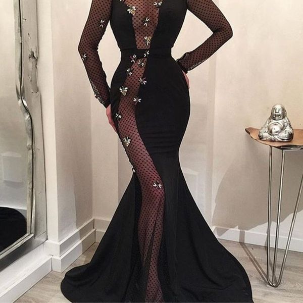 gorgeous dubai rhinestone evening dress beads crystal jewel neck long sleeve evening gown side see through mermaid prom dress, Black
gorgeous dubai rhinestone evening dress beads crystal jewel neck long sleeve evening gown side see through mermaid prom dress, Black