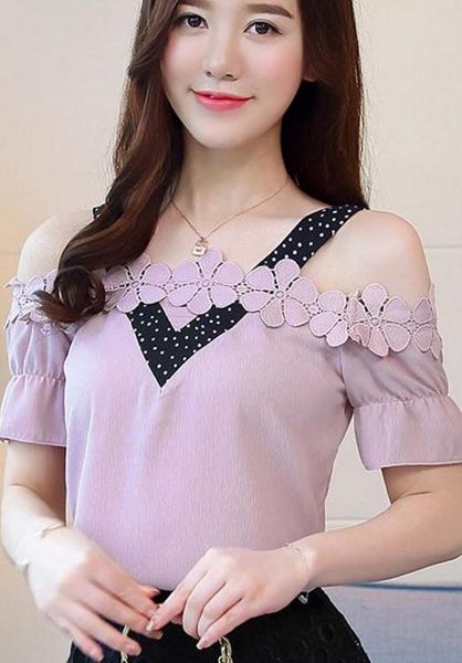 bare shoulder chiffon shirt short sleeved summer 2018 women's new style slim shirt decorative border sling tide, White
bare shoulder chiffon shirt short sleeved summer 2018 women's new style slim shirt decorative border sling tide, White