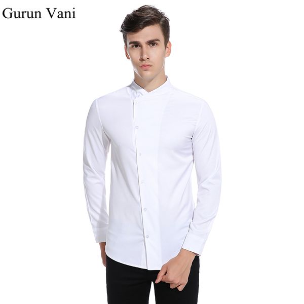 oblique button design men's long sleeve shirt pure color style mens dress shirt stand collar casual male brand clothing, White;black
oblique button design men's long sleeve shirt pure color style mens dress shirt stand collar casual male brand clothing, White;black