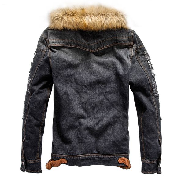 Casual Polyester Mens Denim Jacket With Fur Collar Retro Ripped Fleece Jeans Jacket And Coat For Autumn Winter Fashion Male
Casual Polyester Mens Denim Jacket With Fur Collar Retro Ripped Fleece Jeans Jacket And Coat For Autumn Winter Fashion Male