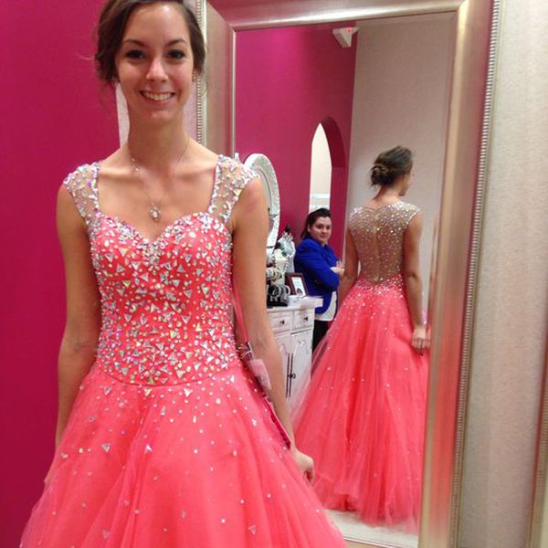 sparkly crystals prom dresses sweetheart sleeveless sheer straps illusion back zipper up tulle skirt floor length evening quinceanera gown, Black
sparkly crystals prom dresses sweetheart sleeveless sheer straps illusion back zipper up tulle skirt floor length evening quinceanera gown, Black