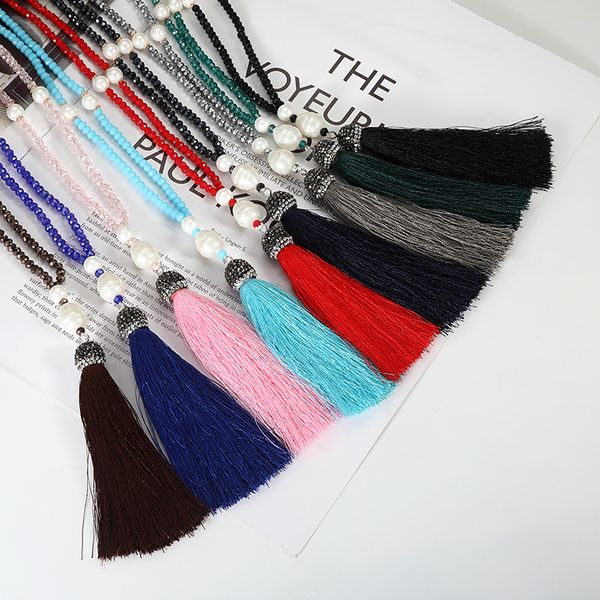 lovbeafas 2018 new bohemian jewerly tassel long necklace women crystal beads pearl vintage collares handmade fringe necklace, Silver
lovbeafas 2018 new bohemian jewerly tassel long necklace women crystal beads pearl vintage collares handmade fringe necklace, Silver