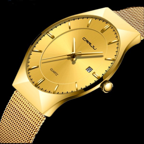 golden men's watch fashion date business quartz watches crrju full steel ultra thin wristwatch male clock relogio masculino, Slivery;brown
golden men's watch fashion date business quartz watches crrju full steel ultra thin wristwatch male clock relogio masculino, Slivery;brown