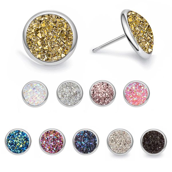 мода 12 мм ручной работы кристалл серьги имитировать натуральный камень drusy druzy нержавеющей стали серьги стержня подарок ювелирных издел, Golden;silver 
мода 12 мм ручной работы кристалл серьги имитировать натуральный камень drusy druzy нержавеющей стали серьги стержня подарок ювелирных издел, Golden;silver