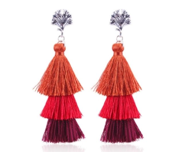 2018 bohemian national style fashion personality earrings colorful new three-layer tassel earrings female european and american jewelry, Silver
2018 bohemian national style fashion personality earrings colorful new three-layer tassel earrings female european and american jewelry, Silver