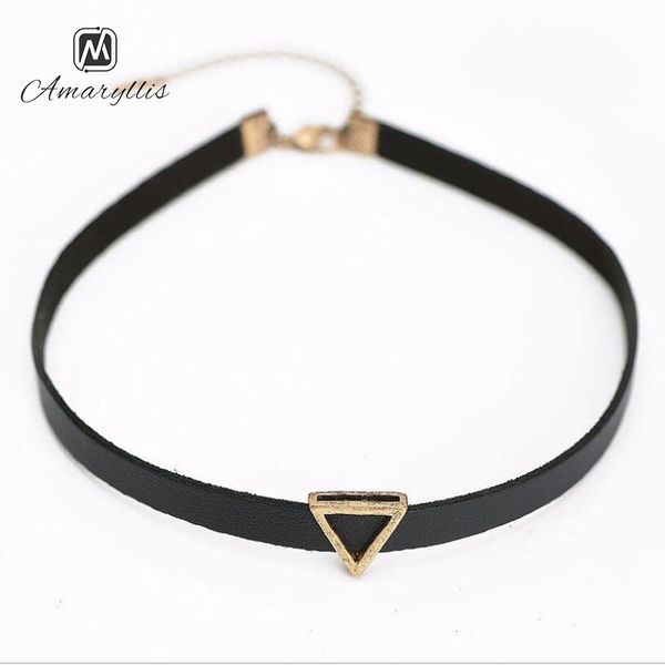 amaiyllis simple alloy triangle dangle pendant choker necklace for women vintage black rope pu leather clavicle chain collar, Golden;silver
amaiyllis simple alloy triangle dangle pendant choker necklace for women vintage black rope pu leather clavicle chain collar, Golden;silver