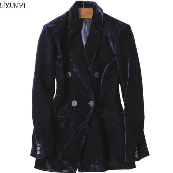 lxunyi velvet blazer spring 2018 casual vintage double breasted suit coat women dark blue short long sleeve slim ladies blazers, White;black
lxunyi velvet blazer spring 2018 casual vintage double breasted suit coat women dark blue short long sleeve slim ladies blazers, White;black