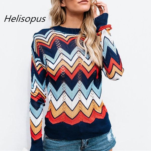helisopus women knitwear autumn sweaters o-neck striped soft sweater women's long sleeve knitted pullovers, White;black 
helisopus women knitwear autumn sweaters o-neck striped soft sweater women's long sleeve knitted pullovers, White;black