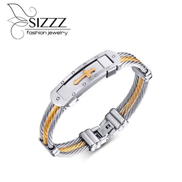sizzz three-round wire braided rope creative cross bracelet&bangles for men, Golden;silver
sizzz three-round wire braided rope creative cross bracelet&bangles for men, Golden;silver