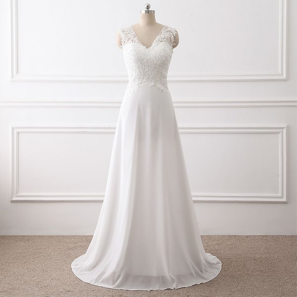 stock a-line white v neck chiffon wedding dresses bridal gowns with appliques floor-length plus size wedding party qc1132
stock a-line white v neck chiffon wedding dresses bridal gowns with appliques floor-length plus size wedding party qc1132