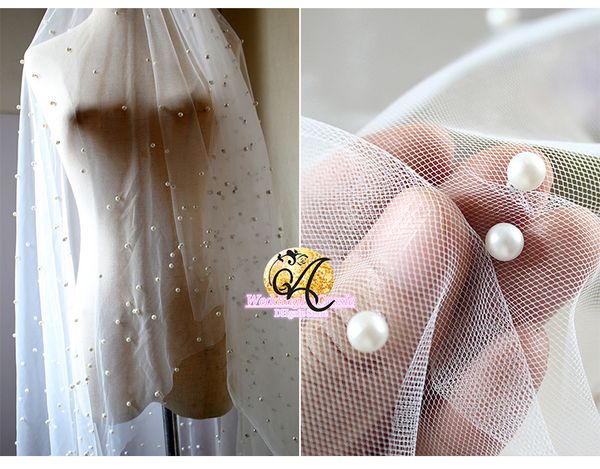 160cm width white pearls beading tulle fabric with bounce mesh bride veil fabric wedding dress gauze clothing materials cl01, White;gold
160cm width white pearls beading tulle fabric with bounce mesh bride veil fabric wedding dress gauze clothing materials cl01, White;gold