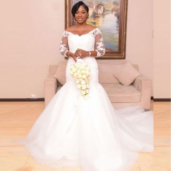 plus size mermaid wedding dresses 3/4 sleeves vintage elegant wedding gowns lace bridal gowns custom make bride dress, White
plus size mermaid wedding dresses 3/4 sleeves vintage elegant wedding gowns lace bridal gowns custom make bride dress, White