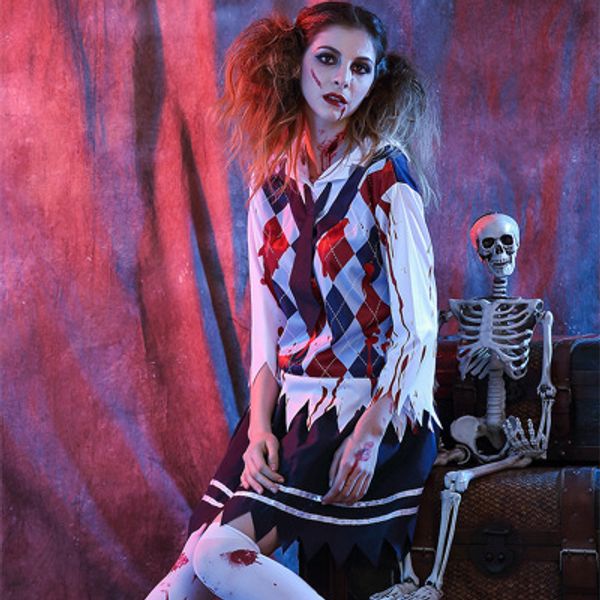 halloween carnival holiday party and ghost festival horror bloody student uniforms with bloody female student costumes, Black;red
halloween carnival holiday party and ghost festival horror bloody student uniforms with bloody female student costumes, Black;red