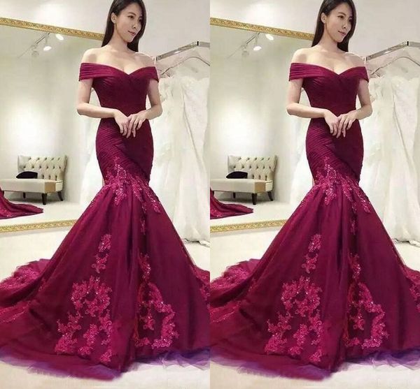 wine red off the shoulder prom dresses mermaid evening dress 2019 pleats applique beaded sequins backless formal party dress gowns, Black
wine red off the shoulder prom dresses mermaid evening dress 2019 pleats applique beaded sequins backless formal party dress gowns, Black
