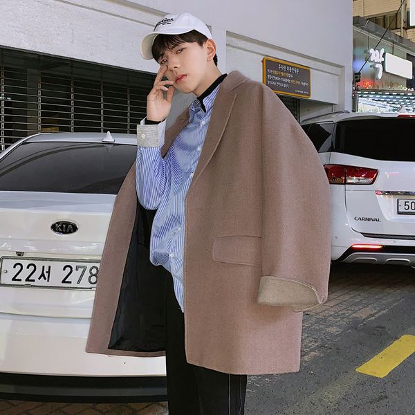 winter new wool coat men fashion british style loose long jacket solid color outwear male clothes streetwear, Black
winter new wool coat men fashion british style loose long jacket solid color outwear male clothes streetwear, Black