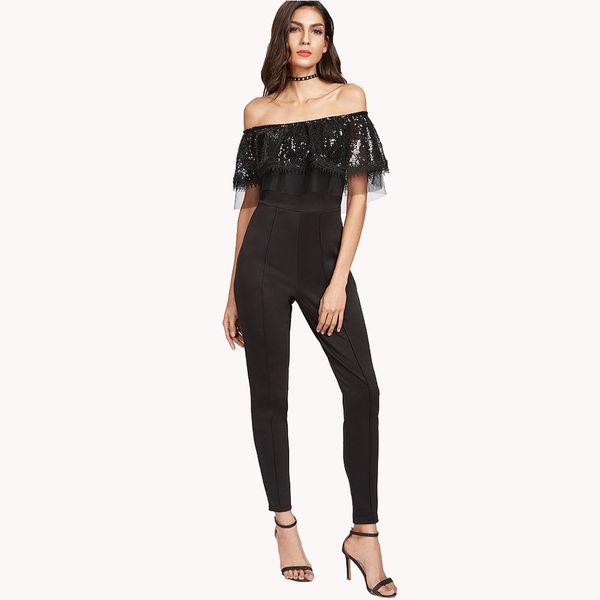 european and american new women's women's sequinned stitching mesh, jumpsuit and trousers a1878, Black;white
european and american new women's women's sequinned stitching mesh, jumpsuit and trousers a1878, Black;white