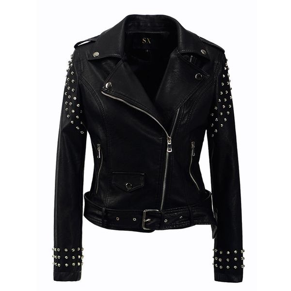 new 2018 autumn fashion women rivet motorcycle pu faux leather plus size jacket studded outerwear streetwear gothic jackets, Black
new 2018 autumn fashion women rivet motorcycle pu faux leather plus size jacket studded outerwear streetwear gothic jackets, Black