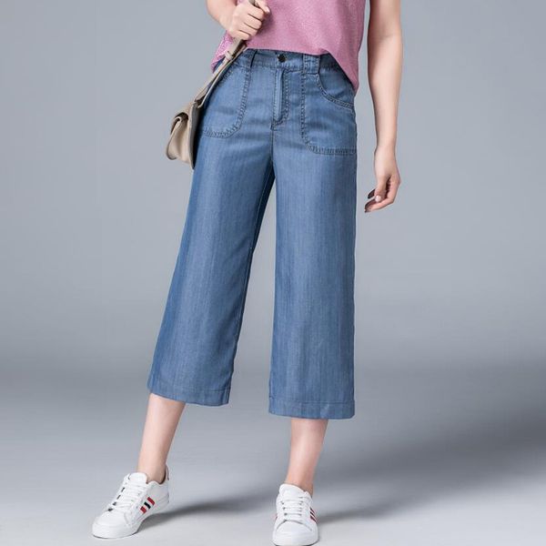 2018 summer new women tencel high waist wide leg jeans blue women's large size seven points jeans s-5xl
2018 summer new women tencel high waist wide leg jeans blue women's large size seven points jeans s-5xl