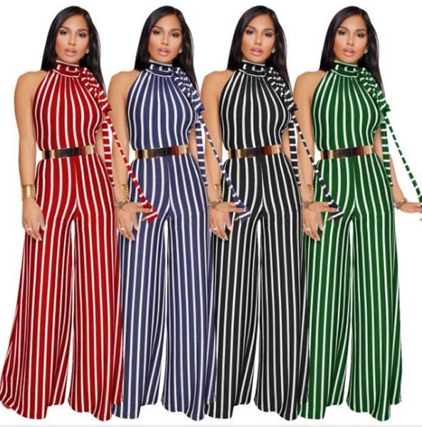 Ladies Woman Fashion Casual Open Back Backless Striped Print Sleeveless Halter Playsuit Wide Leg Jumpsuits
Ladies Woman Fashion Casual Open Back Backless Striped Print Sleeveless Halter Playsuit Wide Leg Jumpsuits