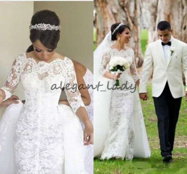 designer overskirts mermaid wedding dresses removeskirt half sleeve lace plus size country bridal gown train church bride dress custom, White
designer overskirts mermaid wedding dresses removeskirt half sleeve lace plus size country bridal gown train church bride dress custom, White