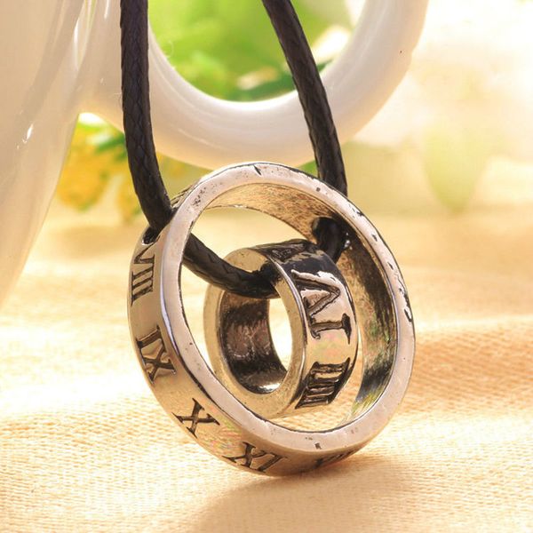 fashion men's roman numerals circle ring buckle leather rope circle pendant necklace jewelry for women, Silver
fashion men's roman numerals circle ring buckle leather rope circle pendant necklace jewelry for women, Silver
