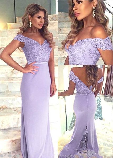 purple lavender mermaid prom dresses 2018 off shoulder lace applique backless prom gowns formal party dress custom made gowns, Black