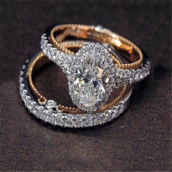 new rose gold color shining rhiestone crystal oval shape wedding rings set 2pcs lovers engagement ring, Silver
new rose gold color shining rhiestone crystal oval shape wedding rings set 2pcs lovers engagement ring, Silver