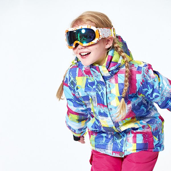 

new -30 degree children outerwear warm coat sporty ski suit kids clothes sets waterproof windproof boys girl ski jackets