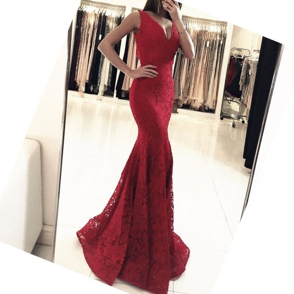 dark red 2018 prom dresses mermaid deep v-neck lace women party gowns long prom gown custom made sleeveless evening dresses, Black
dark red 2018 prom dresses mermaid deep v-neck lace women party gowns long prom gown custom made sleeveless evening dresses, Black