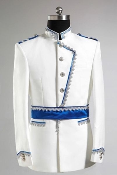 mens white medieval jacket silver binding with blue wasit band vintage period costume/this is only jacket, White;black
mens white medieval jacket silver binding with blue wasit band vintage period costume/this is only jacket, White;black