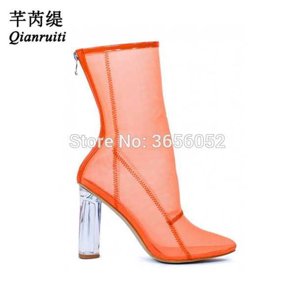 qianruiti black pink orange perspex block high heel clear shoes woman pointy toe booties cut outs summer mesh fabric ankle boots
qianruiti black pink orange perspex block high heel clear shoes woman pointy toe booties cut outs summer mesh fabric ankle boots